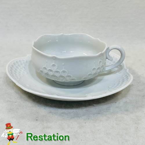 楽天市場】マイセンMEISSEN ホワイトレリーフ ティーカップ＆ソーサー