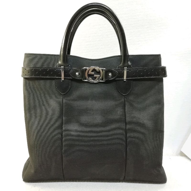 【中古】GUCCI グッチ トートバッグ 114888.205011 ハンドバッグ ブラック×キャンバス×レザー 18,600円