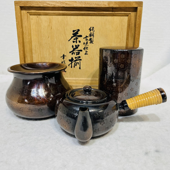 楽天市場】【中古】【煎茶道具】翠玉堂造 銅槌目茶筒・こぼし