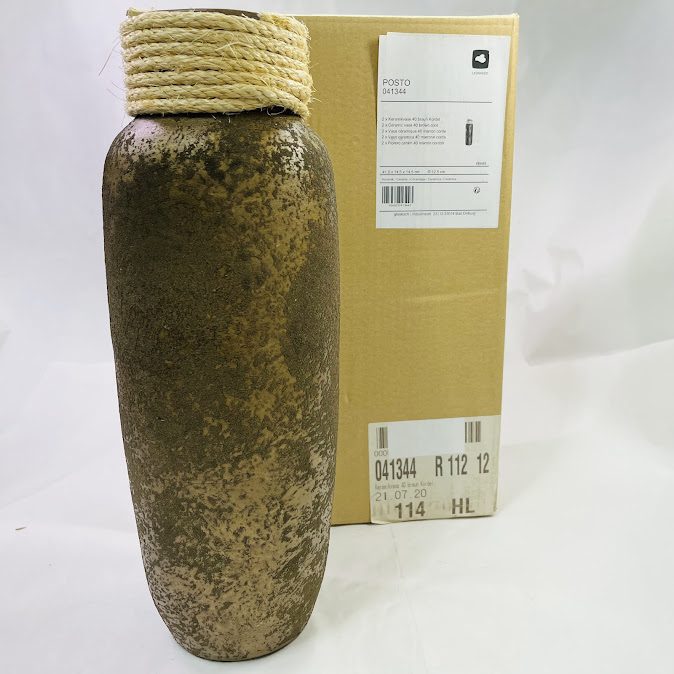 【未使用】LEONARDO (レオナルド)花瓶?陶器ベース2個セット H40cm ブラウン 041344-CN フラワーベース 2P【送料無料】