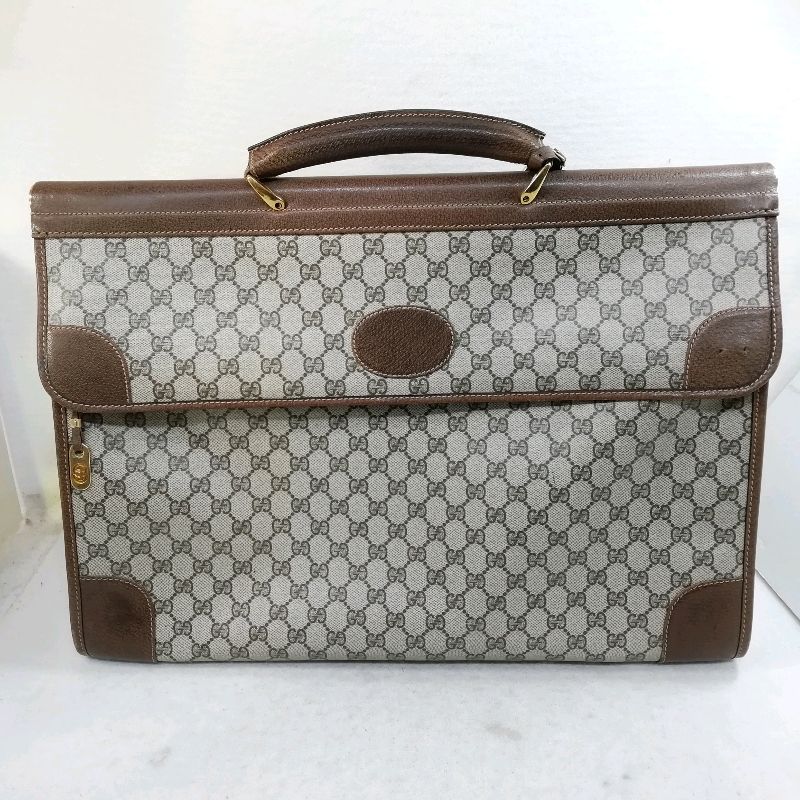 【中古】GUCCI 年寄りのグッチ GG トラベルラゲッジバッグ 旅する御徒面子 赤銅色×PVCなめし革★型番絶無