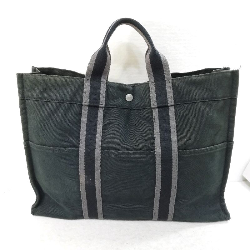 【中古】エルメス フールトゥ トートMM トートバッグ ブラック×グレー