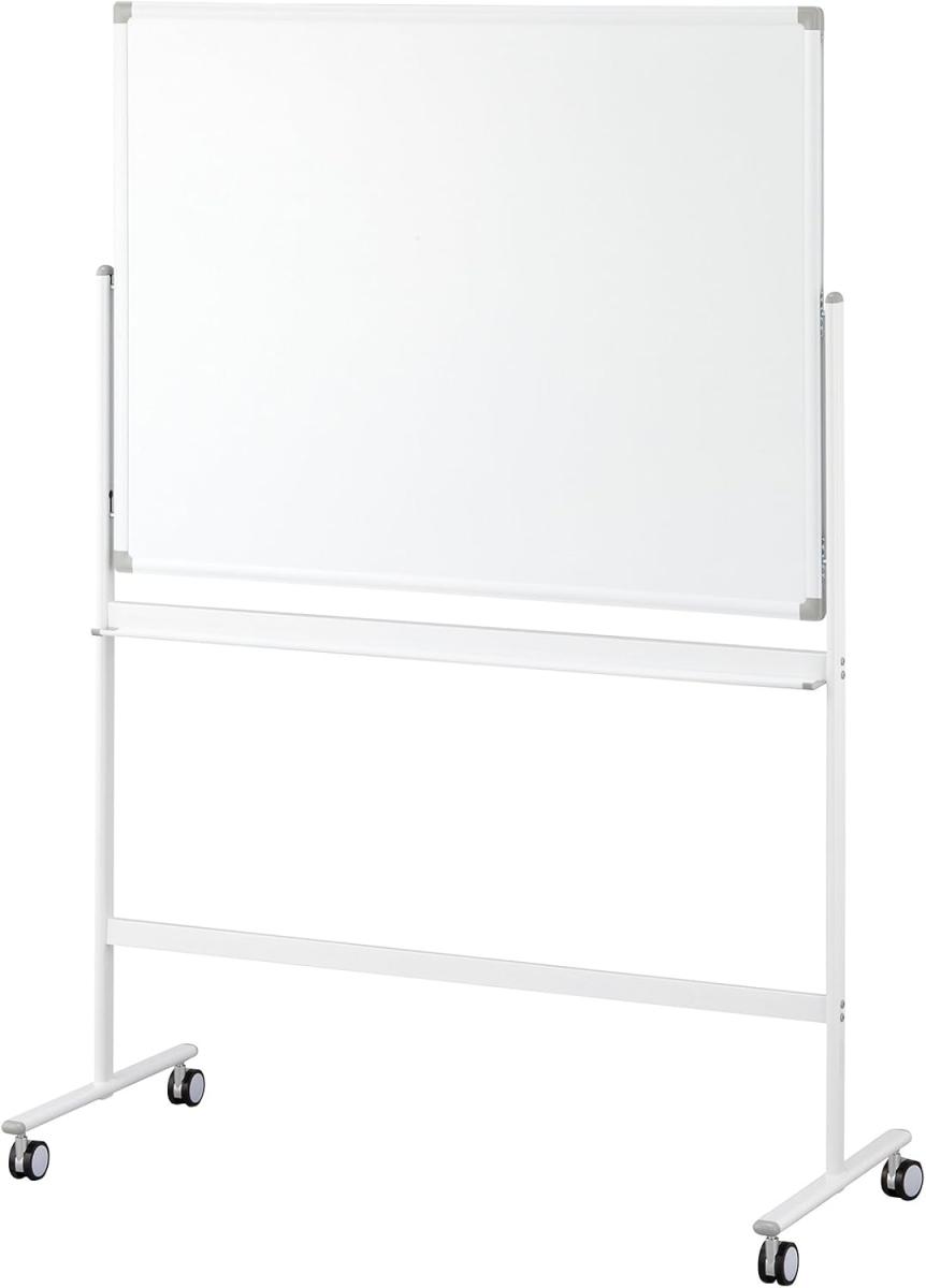 未使用品 アイリスチトセ ホワイトボード 脚付 両面 無地 幅1200×高さ900 KJWR-1290 キャスター付き 書きやすいスチール板面|リサイクルショップリステーション