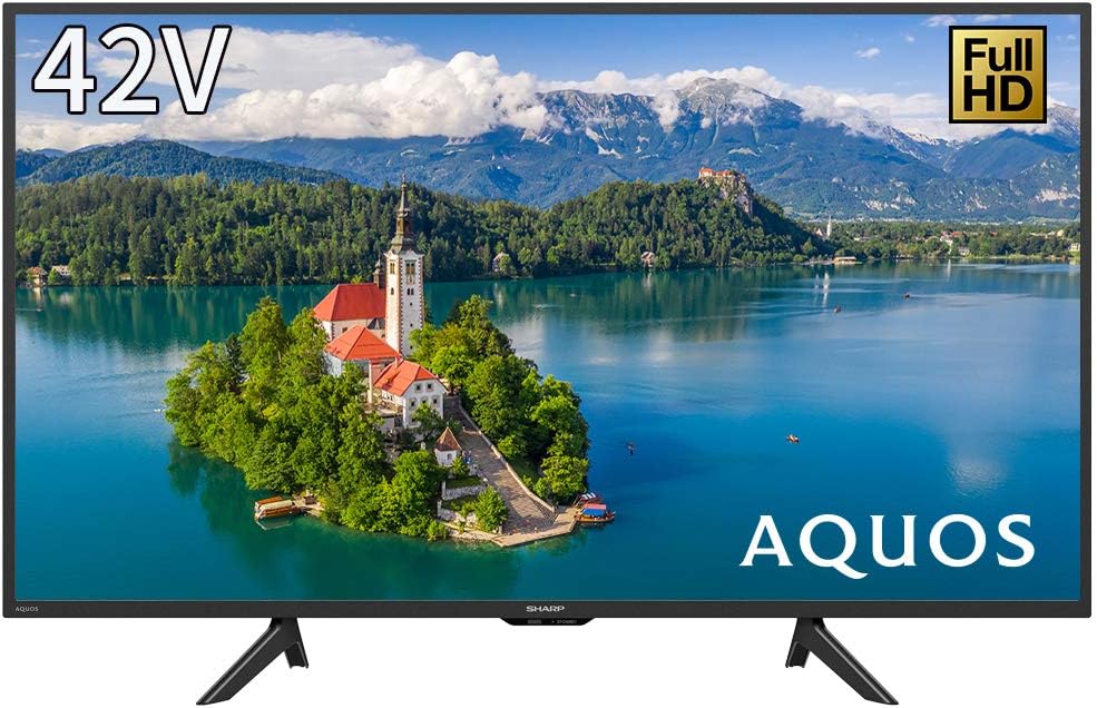 【動作確認済】【中古】本体・リモコン(裏ブタ欠品) シャープ 42V型 フルハイビジョン 液晶テレビ AQUOS 2T-C42BE1 ブラック系 2021年製