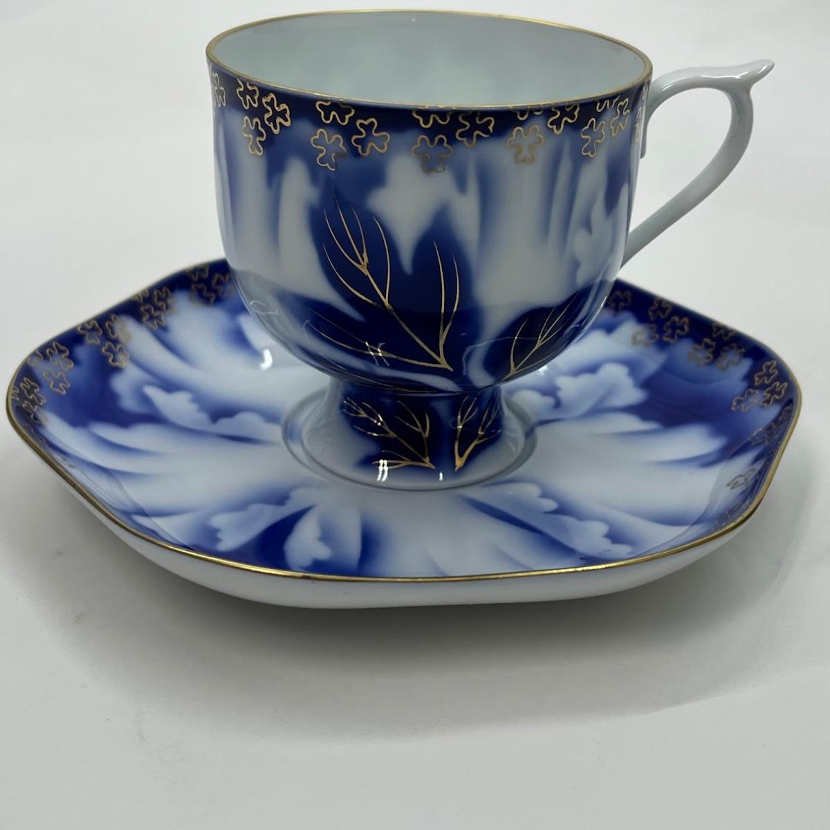 【中古】深川製磁　高台コーヒー碗皿　牡丹金ミル　0941700【送料無料】 7,784円
