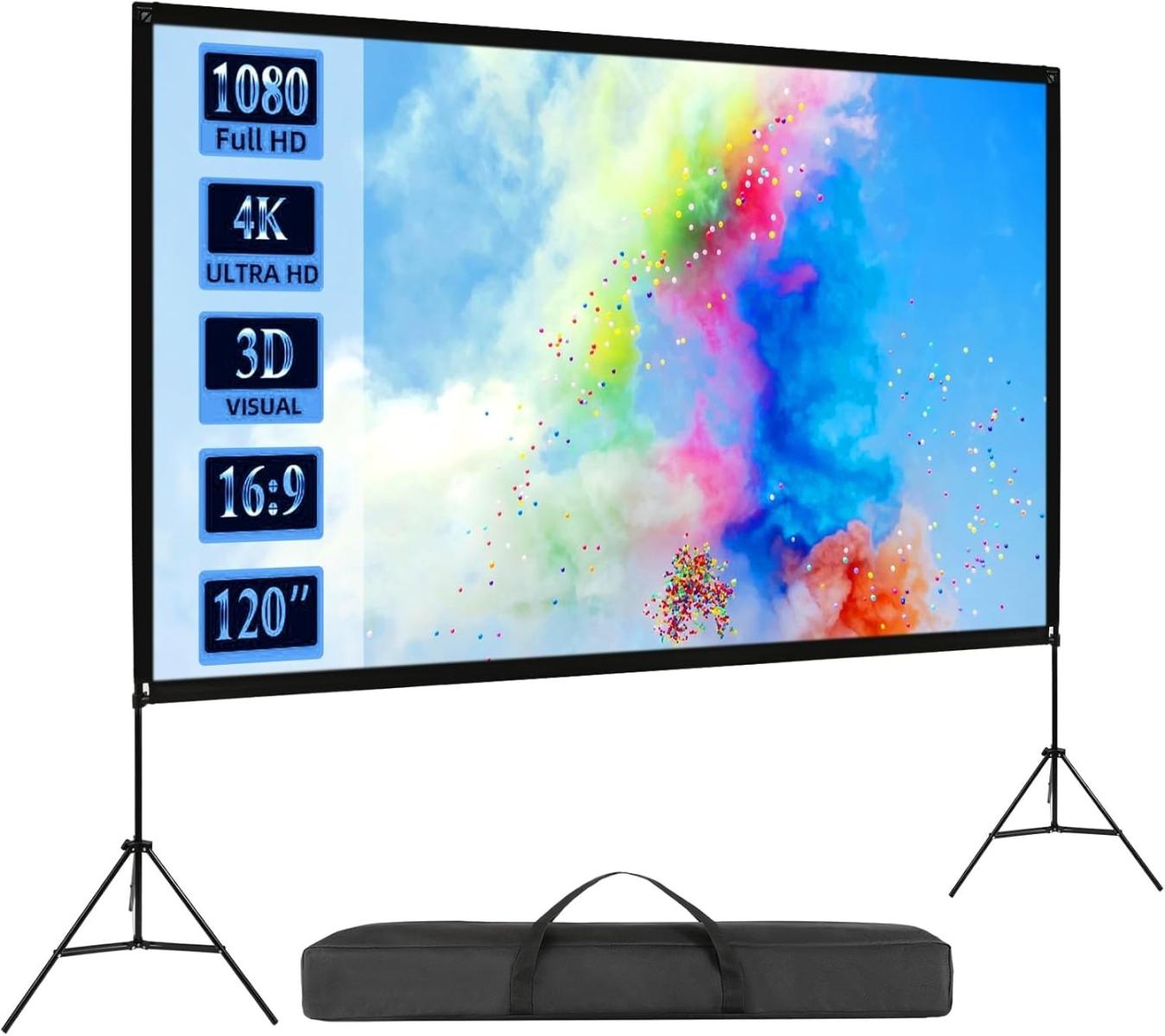 【未使用】VISULAPEX 工型スタンド付き プロジェクタースクリーン 16:9 4K対応 自立式スクリーン projector screen 壁掛け 持ち運び 折りたたみ式 視野角179&deg; 防しわ加工※外箱ダメージ品｜リサイクルショップリステーション 11,396円