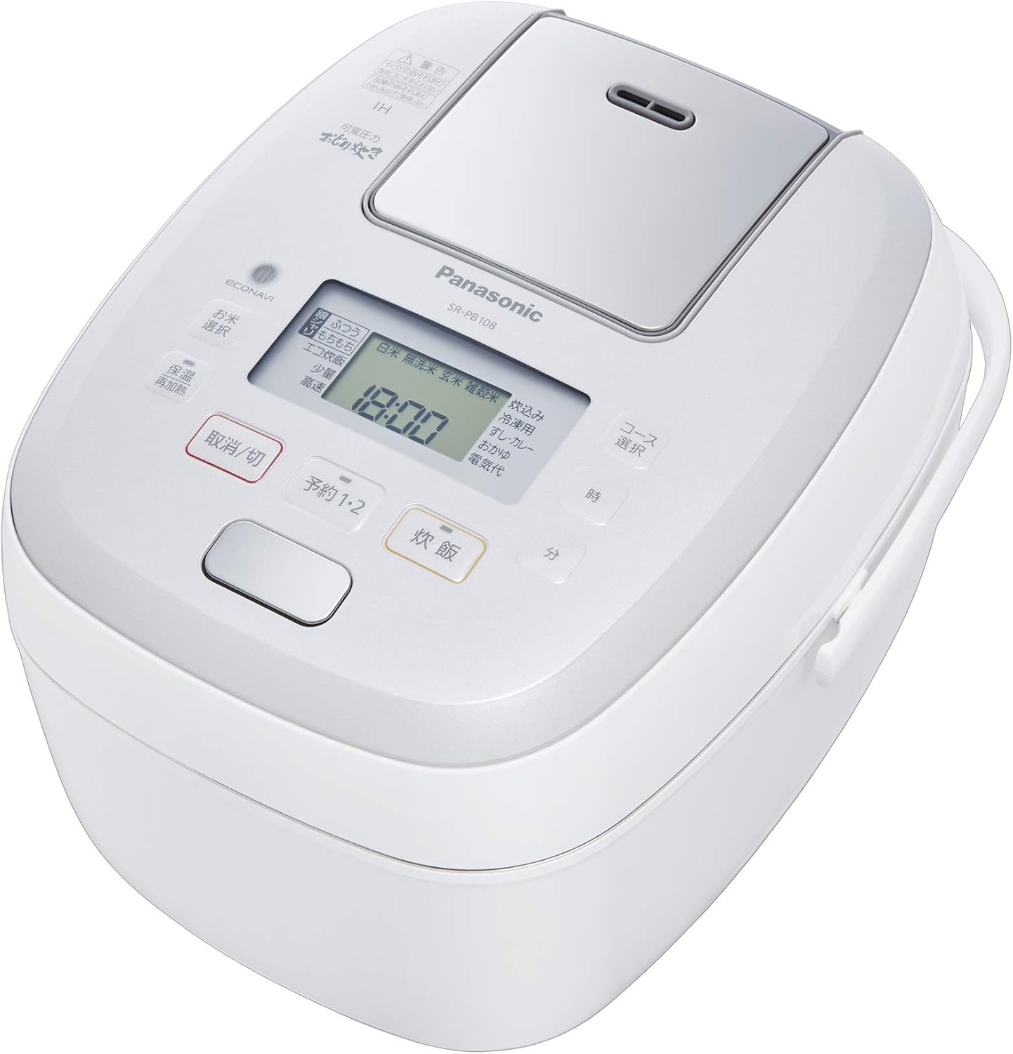 【動くこと突きとめる済】【中古】本体のみ パナソニック 変数翦断応力IHジャー炊飯器 5.5合炊き エコナビ積み上げる 変数翦断応力おどり炊き 白いこと SR-PB108-W 2019年製