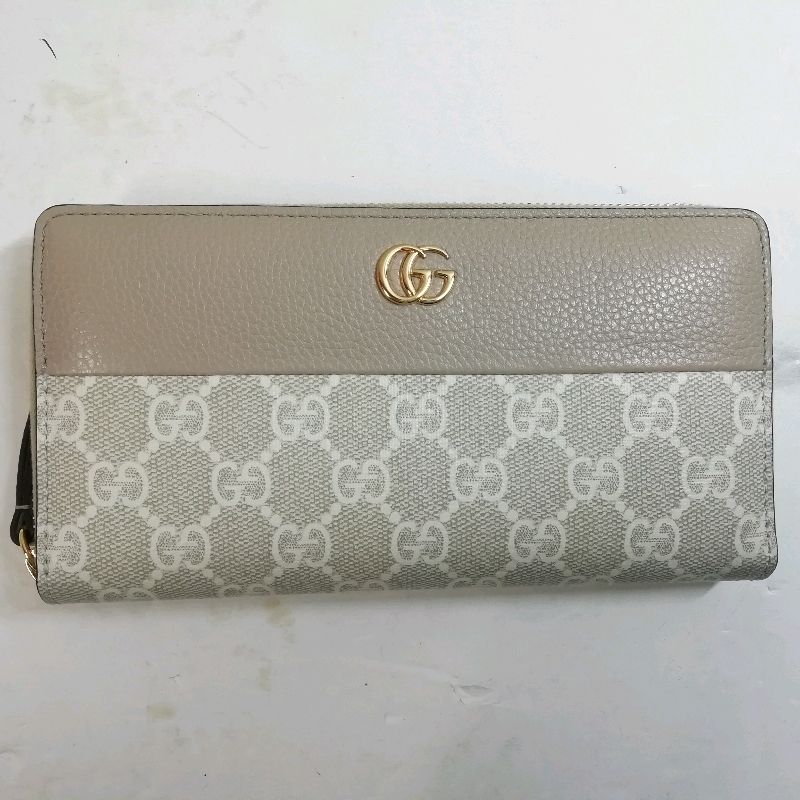 【中古】GUCCI 456117.525040 ラウンドファスナー長財布 GGマーモント スプリーム ベージュ×PVCレザー|リサイクルショップリステーション