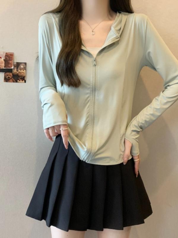 パーカー レディース 夏 UVカット 薄手 接触冷感 ミントグリーン 大きめサイズ 魚骨ボーン スリムフィット フード付き 軽量 アウトドア 吸湿速乾