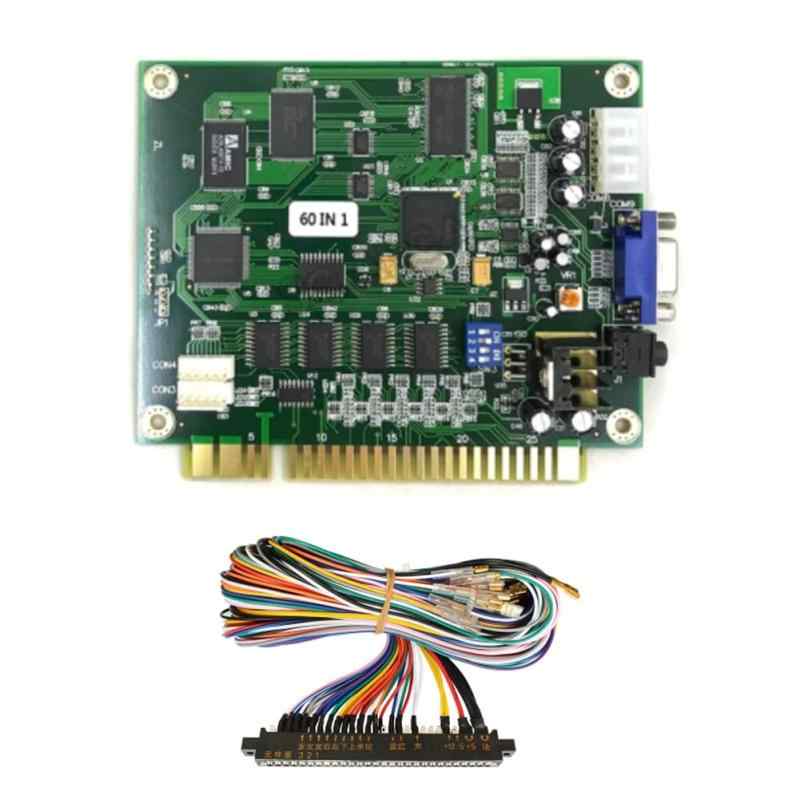 Ahvqevn 60 in 1 マルチケード PCB ボード アーケードゲームボード 28P ケーブル付き VGA 出力アーケードゲームボード水平 Jammaアーケード用