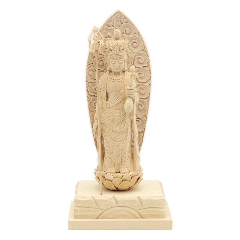 楽天市場】木彫り仏像 柘植【四臂十一面観音菩薩像】 蓮華岩台 立4.0寸