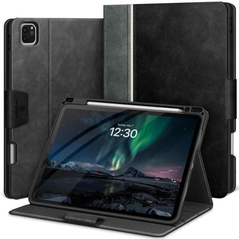 KingBlanc iPad Pro 11インチ ケース（M5/M4、2025/2024） 専用 手帳型 ペン収納可 Apple Pencil Pro/USB-C対応 オートスリープ ペンシルホルダー付き 高級PUレザー製 絵描き角度 全面保護 耐衝撃