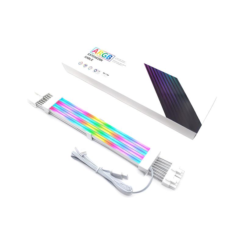 【スモールラボ】LED ARGB 5v 3pin スリーブケーブル 延長ケーブル 30cm 24pin マザーボード 電源