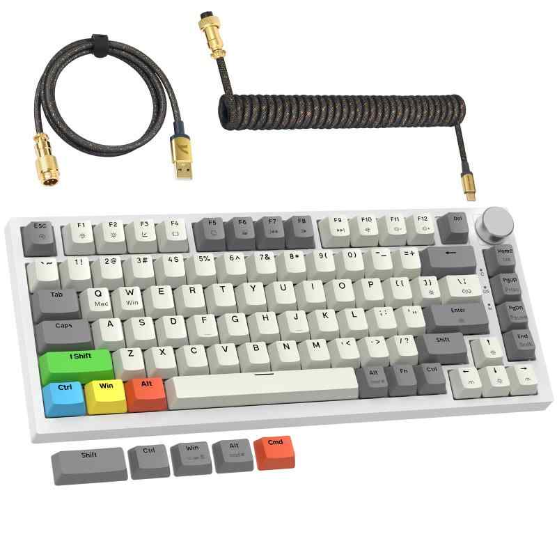 MAMBASNAKE×ATTACK SHARK K85 ラピッドトリガー キーボード 有線 75% RGB マグネット ゲーミングキーボード + コイルケーブル + PBTキーキャップ 磁気メカニカルゲーミングキーボード ストローク調整