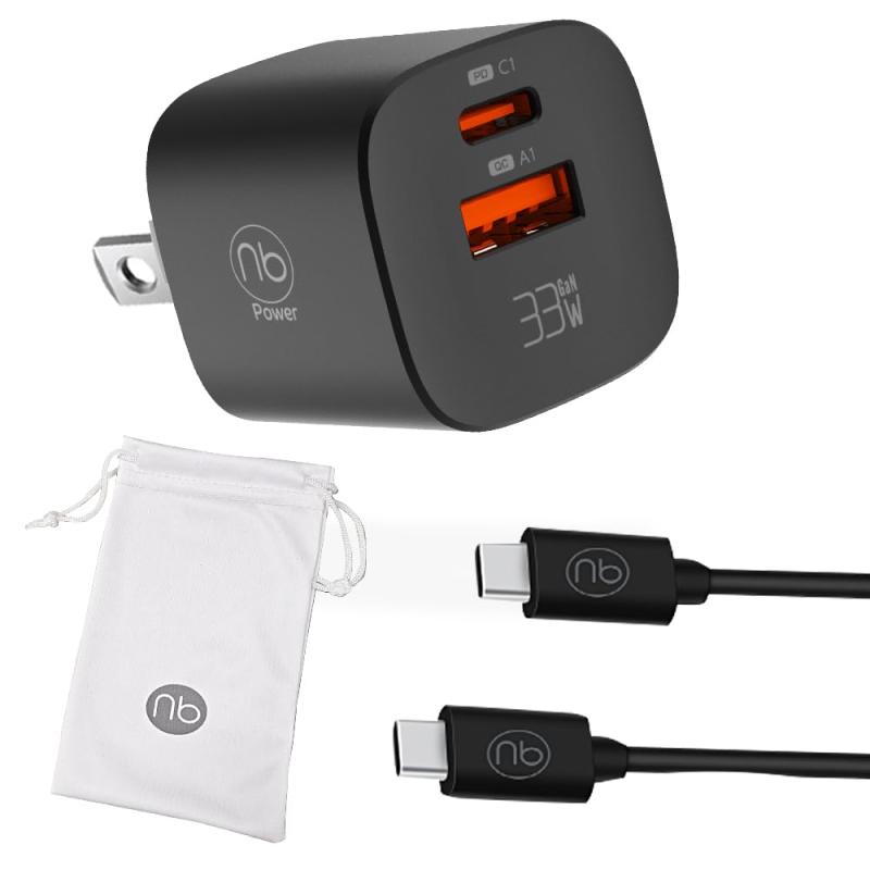 エヌビー 急速充電器 MAX33CA-mini 最大33W 2ポート USB Type-C タイプC PD/QC対応 専用ポーチ付属 メーカー コンパクト 旅行 GaN 窒化ガリウム採用 国内メーカー type-c 充電器 (nb)