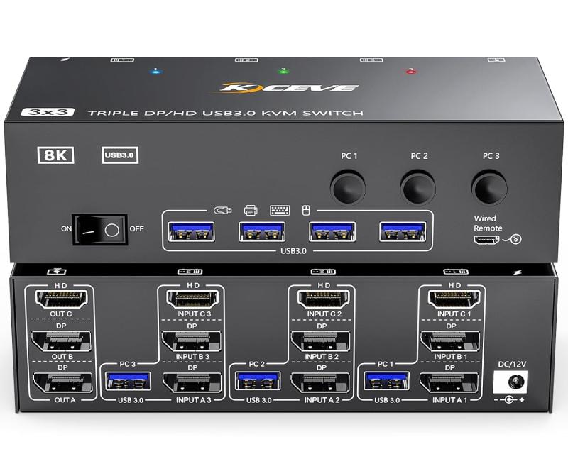 KVM切替器 3PC 2モニター