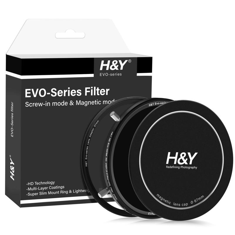 H&Y 可変NDフィルター PLフィルター HD EVO ナチュラルカラー Vari ND+CPL フィルターキット マグネット式 ねじ込み式両対応 ニュートラル 忠実な色再現 レンズキャップ付属 帯電防止 防汚 撥水