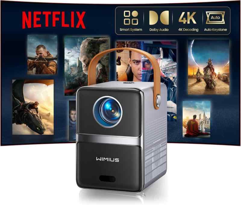 プロジェクター 小型 - [Netflix/Dolby対応/自動台形補正/電動フォーカス] 680ANSI 高輝度 WiMiUS モバイルプロジェクター PrimeVideo/Disney+/YouTube内蔵 リアル1080P 4K対応 WiFi6 双