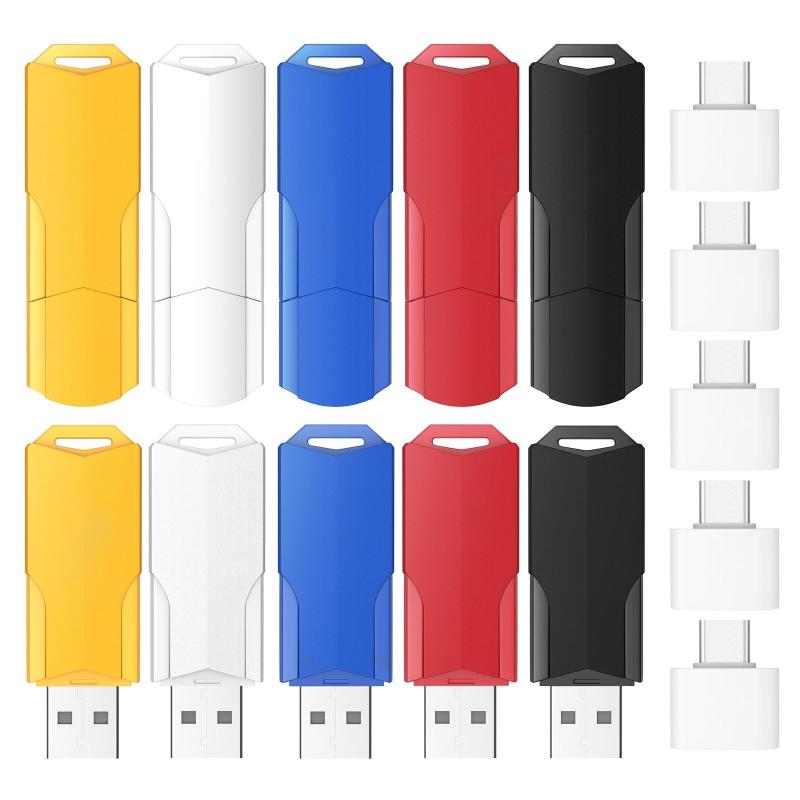 Wooolken USBメモリUSB 3.0 サムドライブ USB Cアダプタとストラップ付きデータストレージ用USBドライブスティックメモリ