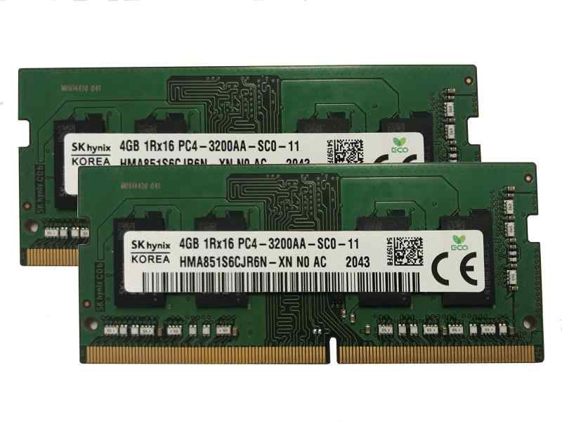 SK Hynix 8GB キット (2 x 4GB) DDR4 3200MHz PC4-25600 1.2V 1R x 16 SODIMM ノートパソコン RAM メモリモジュール HMA854S6CJR6N-XN OEMパッケージ