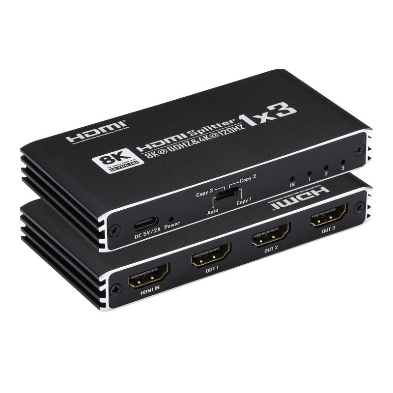 8K@60Hz HDMI 分配器 1入力 4出力/ 1入力 3出力