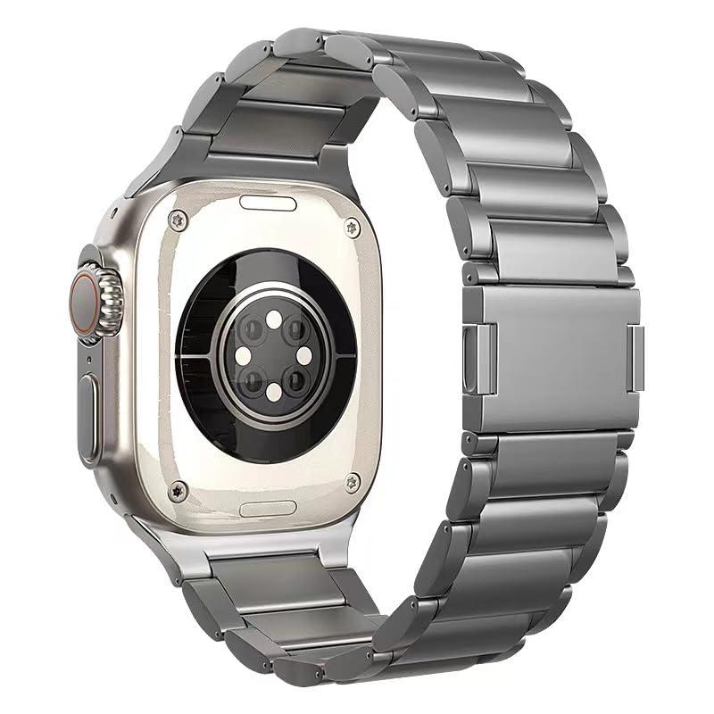 コンパチブル for apple watch バンド チタン製互?ベルト アップルウォッチ バンド リンクブレスレット チタニウム マグネット式クラスプ 49mm/45mm/46mm/44mm/42mm S10 42mm/41mm/40mm/38mm 軽