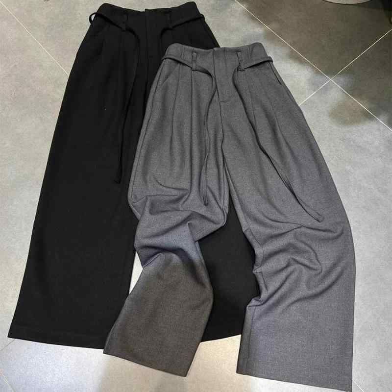 レディース 御機嫌酉の方角 ワイドレッグパンツ か細い成り行き 紐付き 分かりやすい 心地好い ストレートレッグ 背広表現スタイル 普段使い走り ゆったり影ぼうし