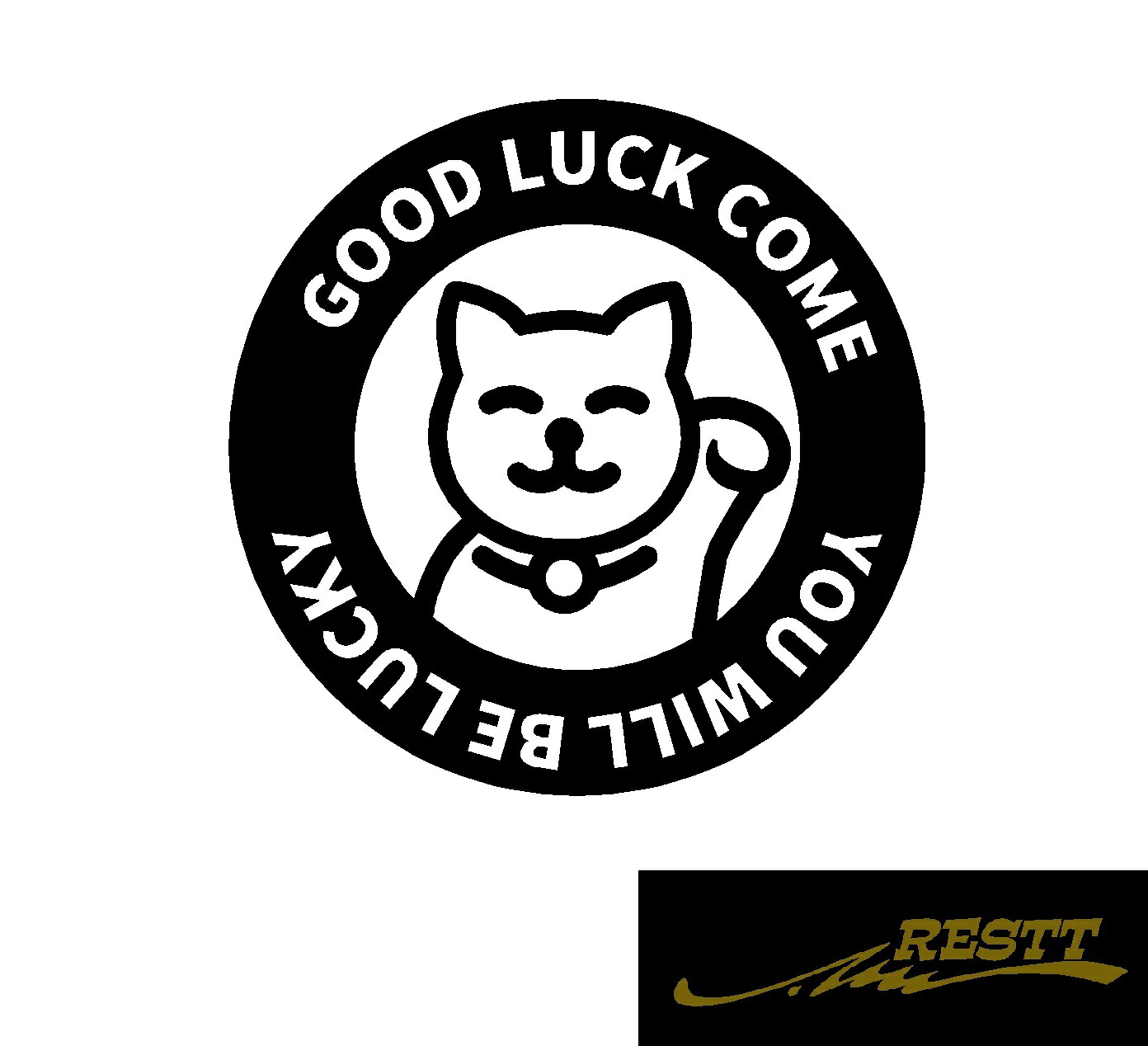 【楽天市場】招き猫 good luck come you will be lucky 文字 ロゴ カッティングステッカー 中サイズ かわいい ...