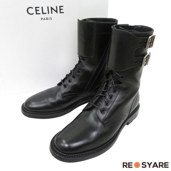 楽天市場】極美品 CELINE by Hedi Slimane セリーヌ 2019AW RA01 レザー レースアップ サイドジップ レンジャー コンバット  ブーツ 箱付き 4657 【中古】 : resyare used