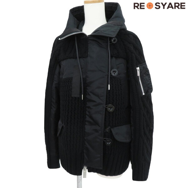 楽天市場】//サカイ sacai ファー装飾ケーブルニットジャケット
