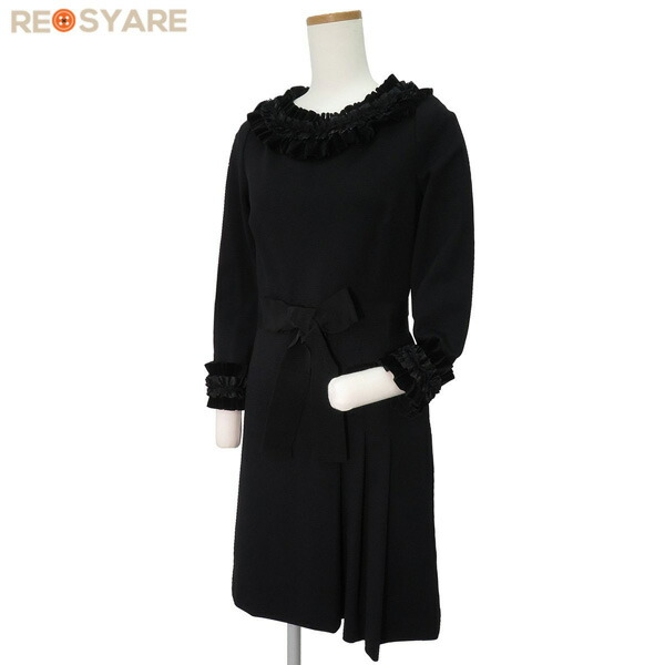 【グッチ】ワンピース　ウェブトリム付きジャージードレス ボウタイ　フリル　黒　M 楽天市場】【送料無料】GUCCI グッチ ワンピース ウェブトリム付