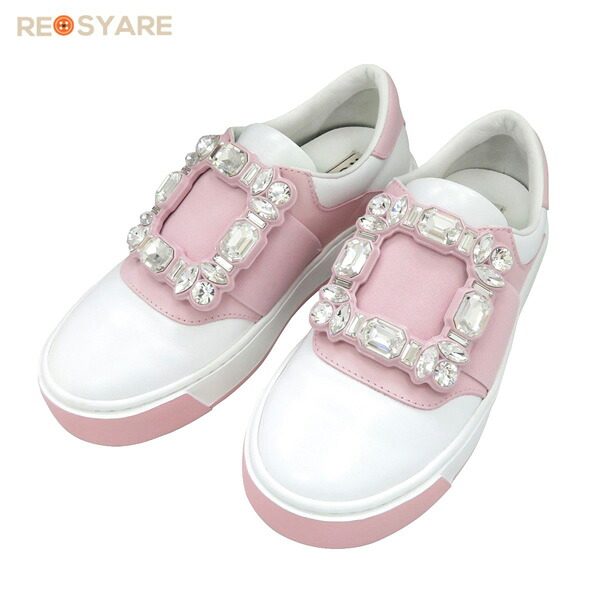 【値下】美品 Roger Vivier ロジェヴィヴィエ Very Vivier embellished sneakers レザー スニーカー スリッポン サイズ34 46931【中古】