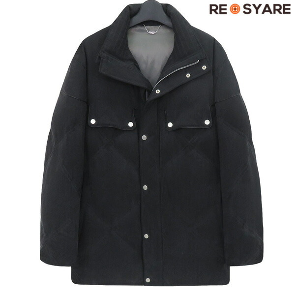 【最高級 レア美品】S.T.Dupont デュポン シルバー シルク100％ ダウン コート ジャケット 46 ダークグレー 47635【中古】｜resyare used