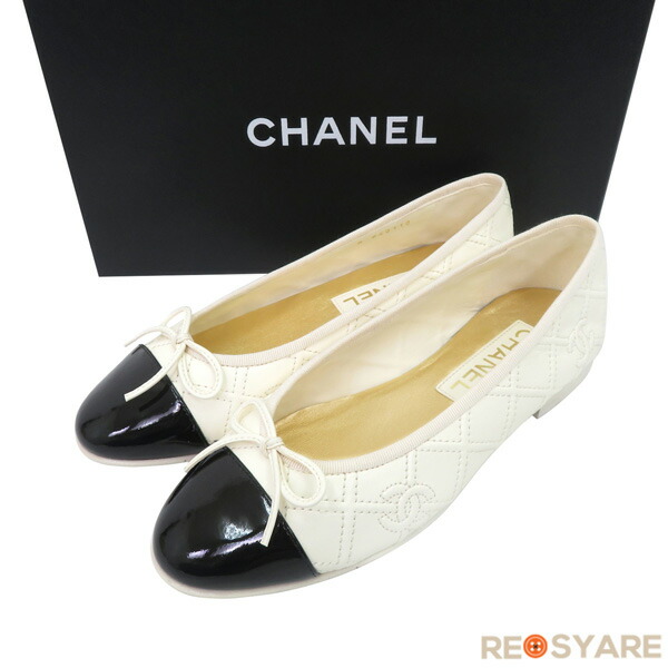 【未使用 36.5】CHANEL シャネル 23SS《G40110 Ballerinas》バレリーナ フラット シューズ レザー ココマーク パンプス 定価19.8万 47868【中古】｜resyare used 66,550円
