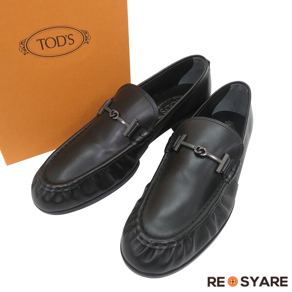 【未使用 メンズ8.5】TOD’S トッズ T RING GOMMA レザー ビット ローファー 黒 ブラック ギャザー ドライビング 付属品〇 47623【中古】 28,266円