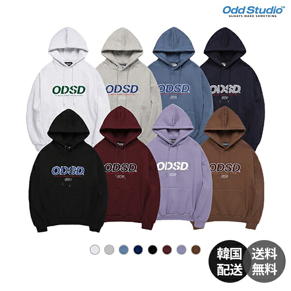 【韓国】OddStudio オッドスタジオ ODSD 韓国ファッション 韓国ストリート 正規品 パーカー フーディー プルオーバー スウェット ロゴパーカー アプリケ刺繍 オーバーサイズ ビッグシルエット ユニセックス 【OddStudio】