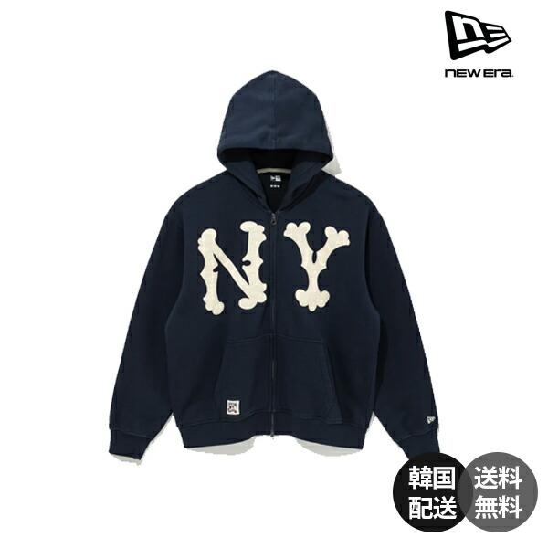 【韓国】NewEra ニューエラ MLB 正規品 クーパーズタウン ニューヨークヤンキース ハイランダーズ パーカー ジップアップ フーディー スウェット ネイビー 紺 ストリート カジュアル ビッグシルエット 【NewEra】