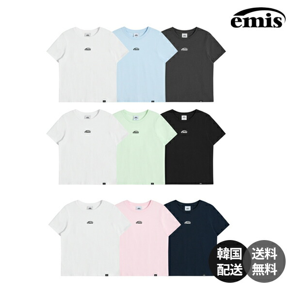 【韓国】EMIS (W) 3Pack T-Shirt エミス 3風呂敷き包み プルオーバー 半袖 カットソー トップス ロゴタイプT 綿織物100% 綿100 3枚組 仕かける 風呂敷き包みT 白いこと 米国海軍 さくら色 淡彩青味 暗灰色 ペパーミント 黒いこと【emis】