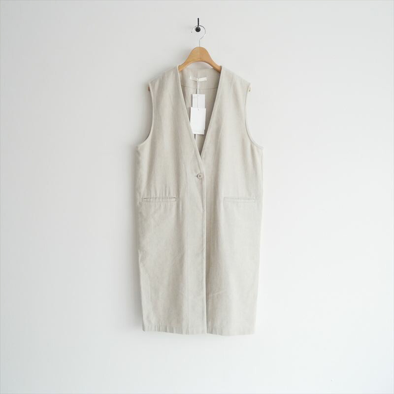evam eva エヴァムエヴァ inen cotton long vest ロングベストM E251T034 2604-1247【中古】|リユース衣料品店 retore