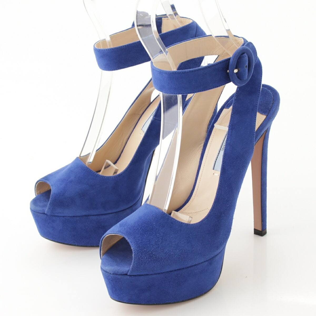 blue suede platform heels