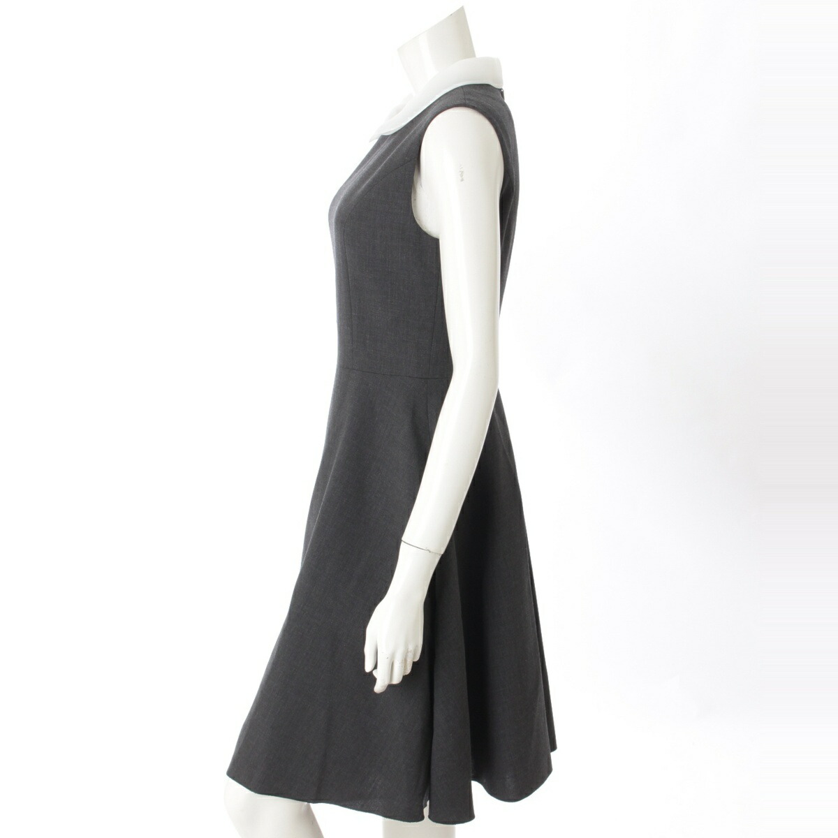 楽天市場 フォクシー Foxey 17年 ノースリーブ 白袖付き ワンピース ドレス リッチグレー 40 中古 鑑定済 正規品保証 Retro