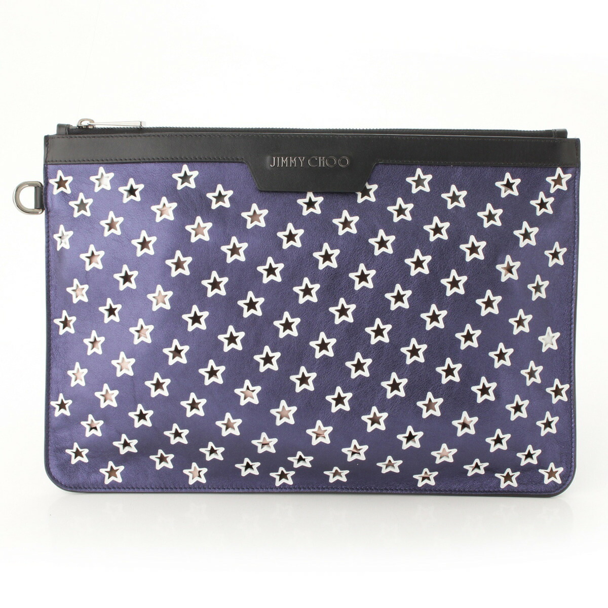【ジミーチュウ】Jimmy Choo　DEREK デレク スターパンチング クラッチバッグ ブルー 【中古】【鑑定済・正規品保証】62186