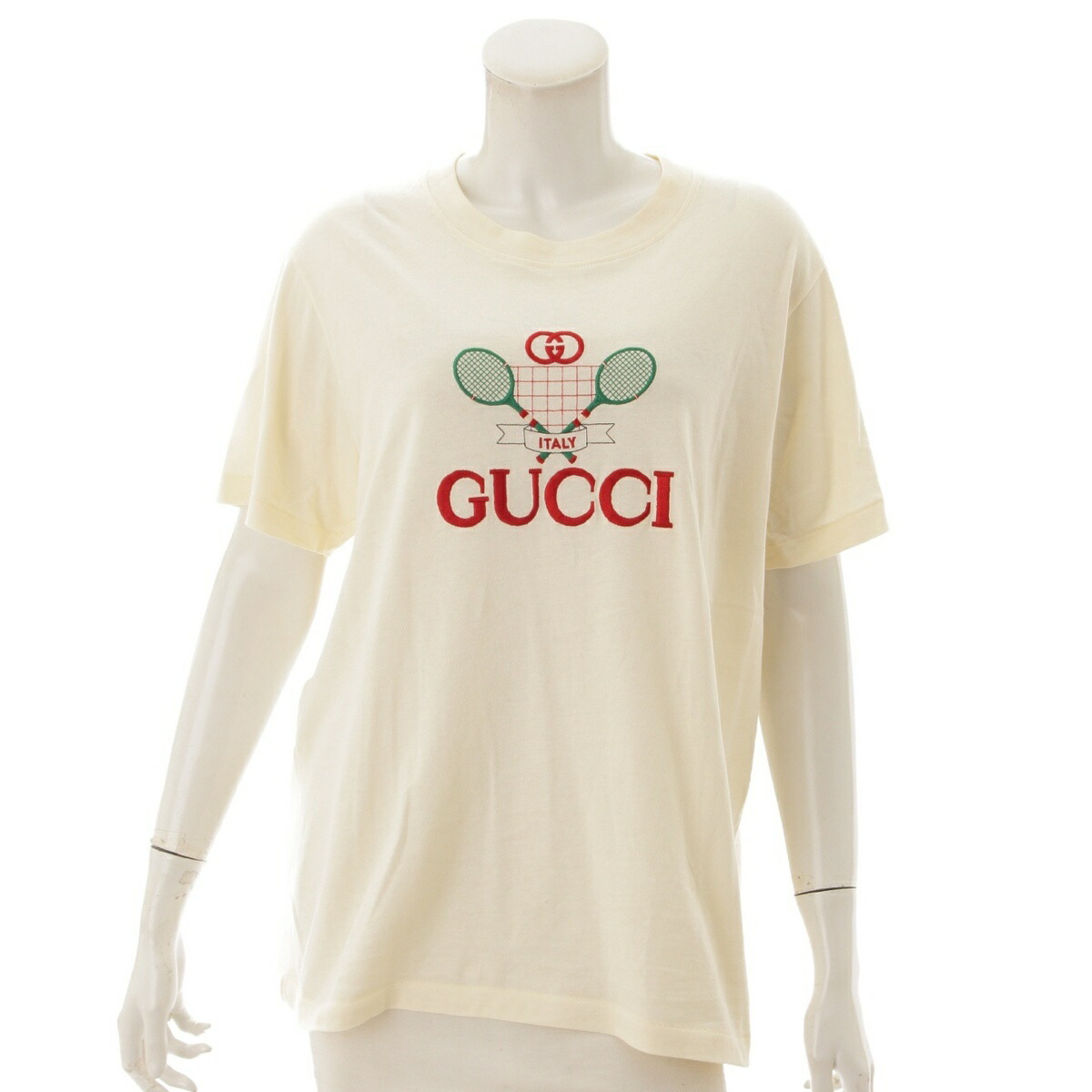 楽天市場 グッチ Gucci テニス Tシャツ オフホワイト L 中古 鑑定済 正規品保証 Retro