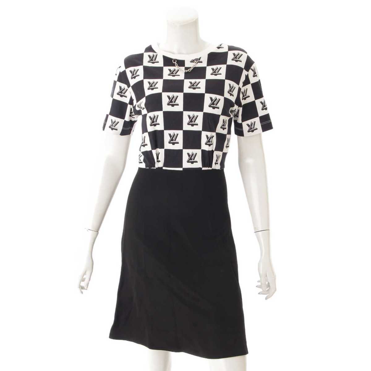 楽天市場 ルイヴィトン Louis Vuitton Lvツイストプリントバイマテリアルドレス ワンピース ブラック ホワイト Xs 中古 鑑定済 正規品保証 Retro