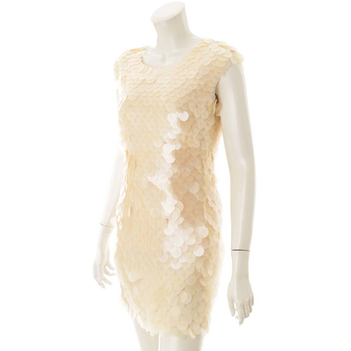 ビーシービージーマックスアズリア bg ワンピース Maxazria ノースリーブ スパンコール ワンピース ベージュ 02 02 高級 中古 鑑定済 正規品保証 Retro