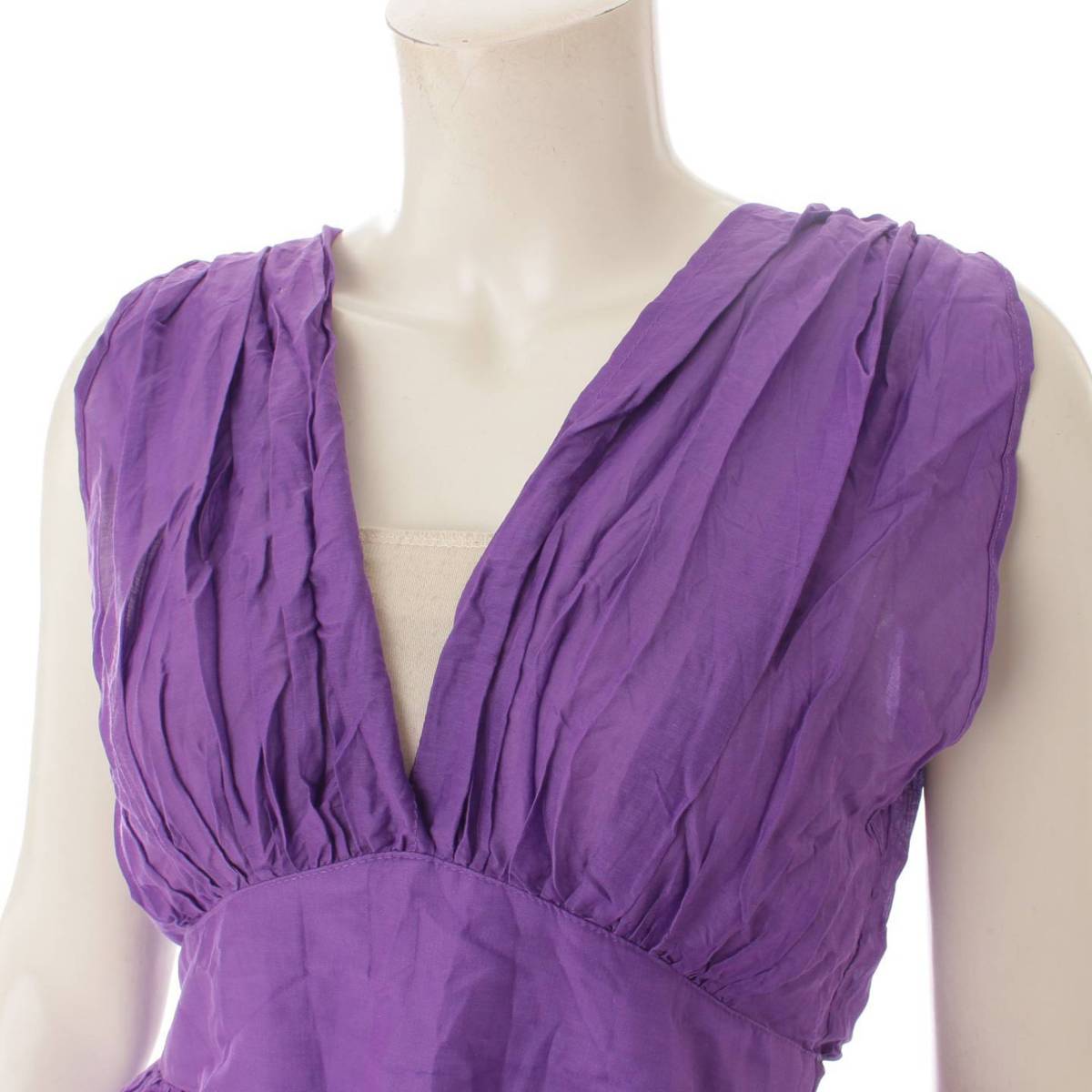 楽天市場 ソノタ Mylan マイラン 18ss ギャザー ノースリーブ マキシワンピース パープル 中古 鑑定済 正規品保証 Retro