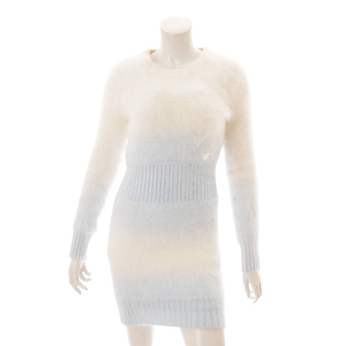 楽天市場 シャネル Chanel アンゴラ ニットワンピース P ホワイト ブルー 36 中古 鑑定済 正規品保証 Retro