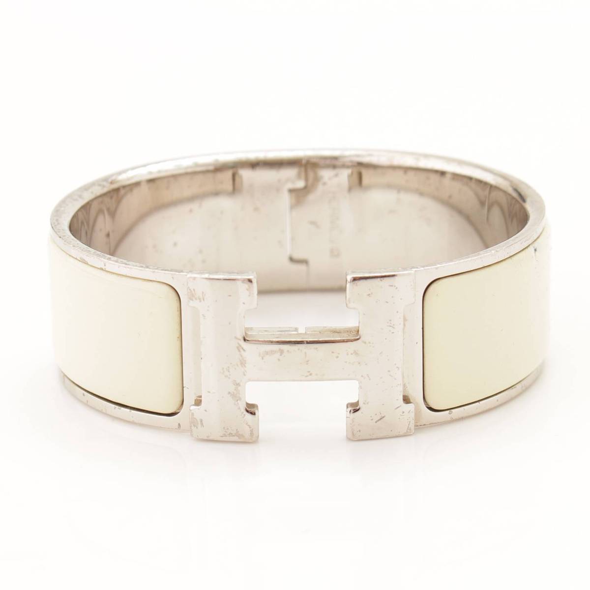エルメス ホワイト Hermes クリッククラックgm バングル シルバー ブレスレット ホワイト シルバー ブレスレット 中古 鑑定済 正規品保証 Retro