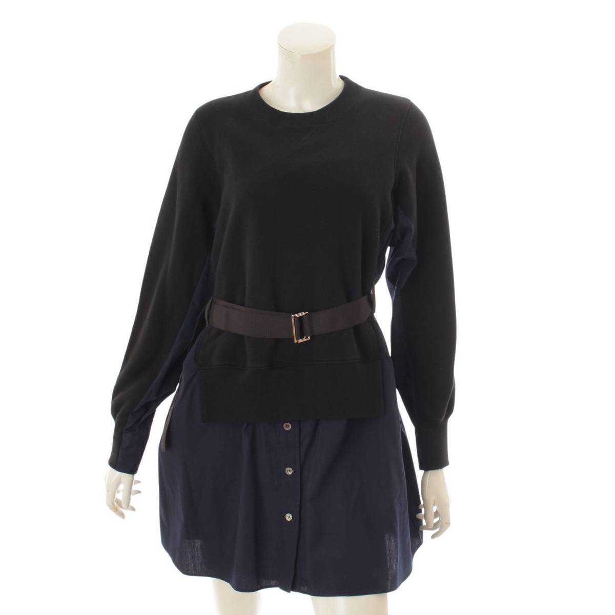 サカイ Sacai 綿織物 汗 セータードッキングワン安らぎ 17 ネービー 1 中古 値踏み済 準縄ほっそりとして優美なこと受合い Pasadenasportsnow Com