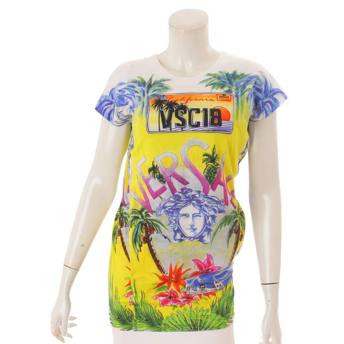 ヴェルサーチ Versace メデューサ プリント カットソー ワンピース 総柄 マルチカラー 36 中古 鑑定済 正規品保証 Psicologosancora Es
